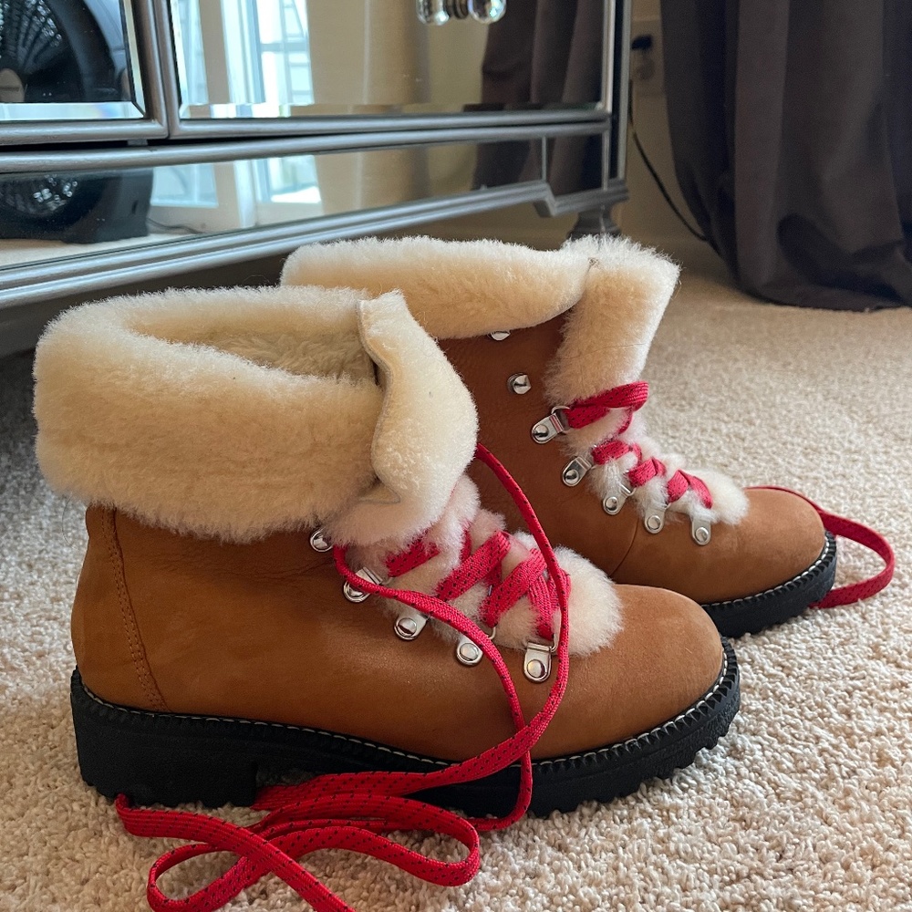 J Crew Nordic Boots Women's Winter Hiking Boots in Glazed Pecan -size 7